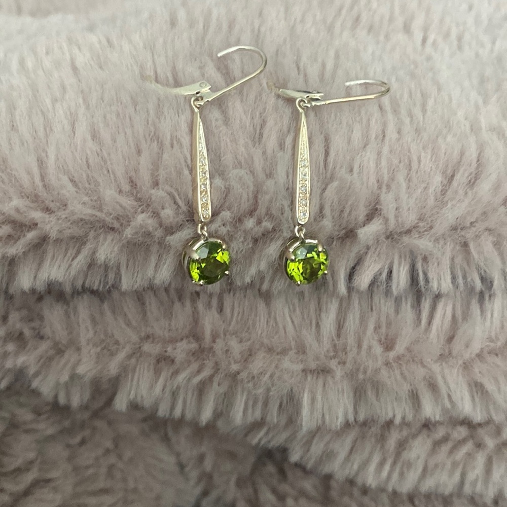 Peridot dangle earrings in sterling silver